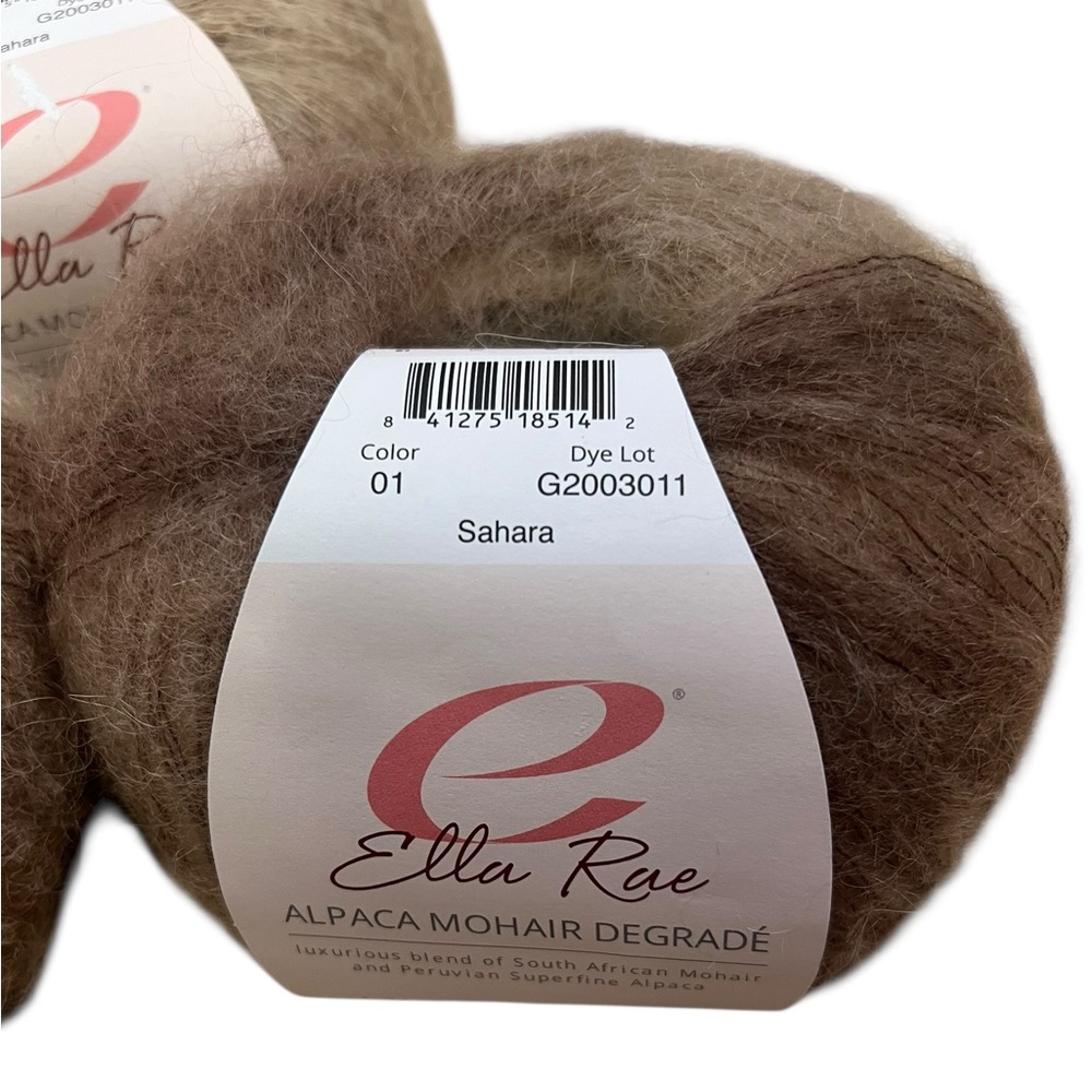 Lot of 3 Ella Rae ALPACA KID MOHAIR DEGRADE Lace weight yarn Sahara Color 01